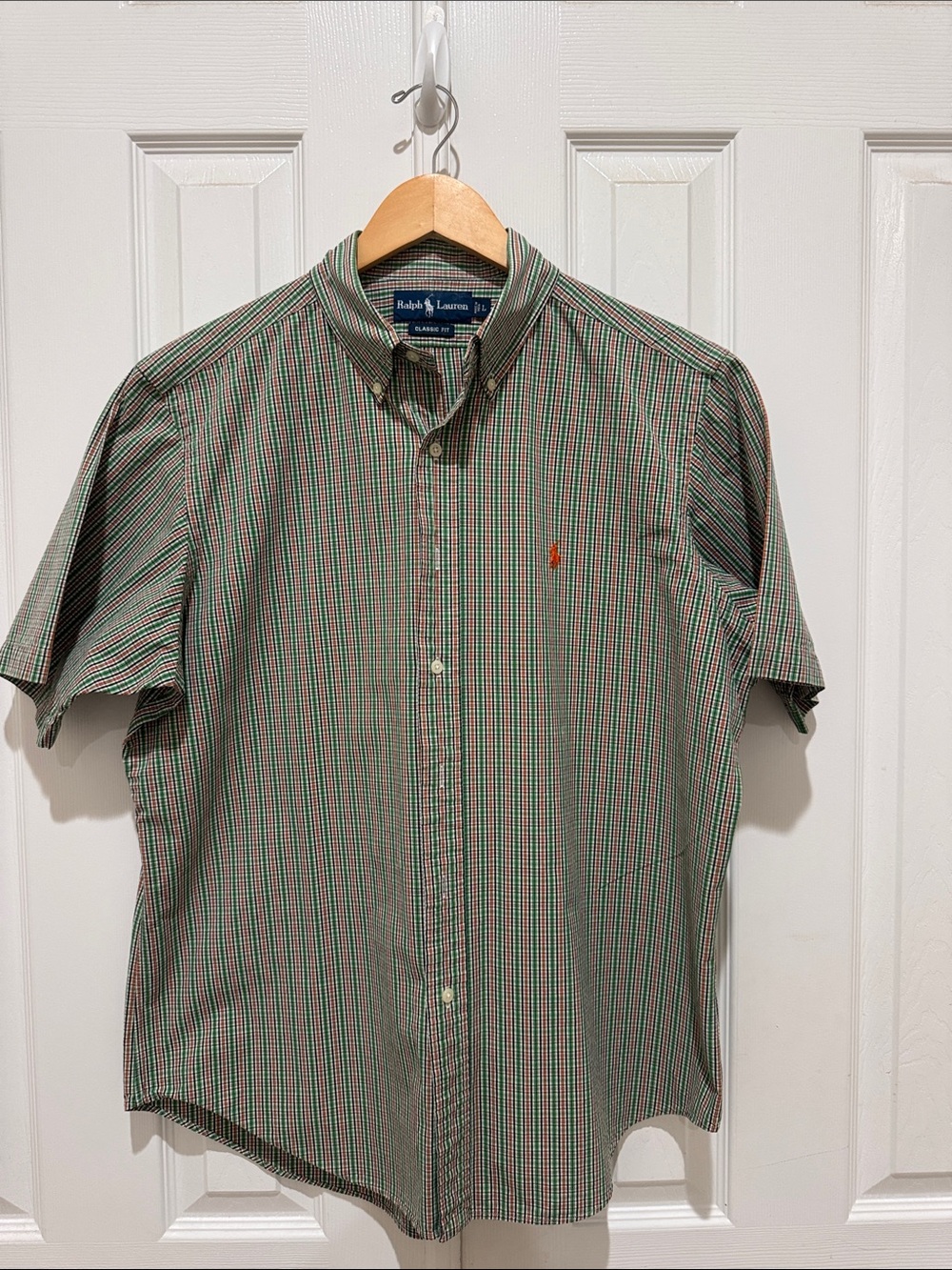 Polo by Ralph Lauren Green and Red Multi-Check Short-Sleeve Button-Down Shirt